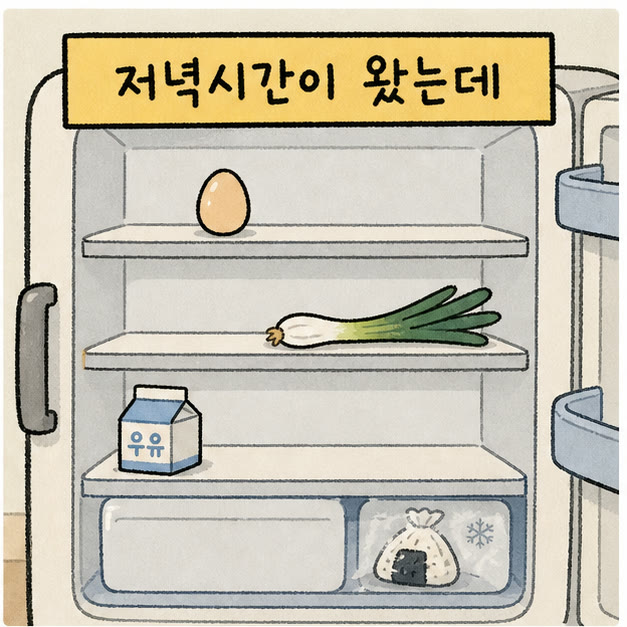 비어 있는 냉장고 인스타툰 컷